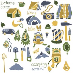 Camping illustrations set 