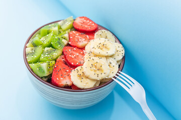 Fresh fruit salad with chia and sesame seeds