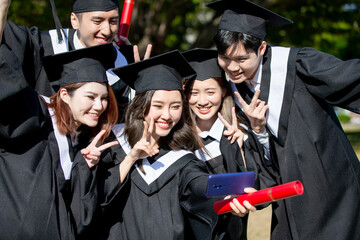 group happy graduates students