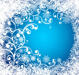 Fototapeta na wymiar Christmas celebration card with floral ornaments. Vector festive background.