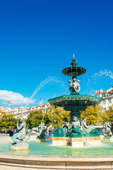 Fototapeta na wymiar Lisbon, Portugal - February 11, 2018: The southern fountain in Lisbon, Portugal