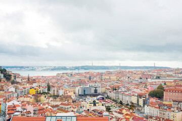 Fototapeta na wymiar Lisbon, Portugal.- February 11, 2018: Street view of downtown in Lisbon, Portugal, Europe