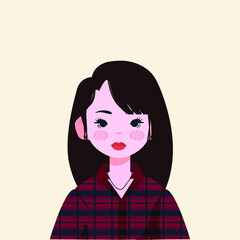 Beautiful White Girl Vector Illustration. Cute Asian Girl Illustration. Stylish Girl Illustration.