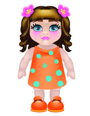 cute doll girl vector illustration