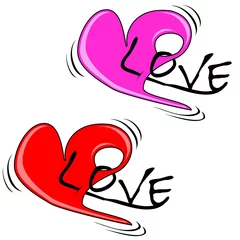 Photo sur Plexiglas Abstraction classique two hearts with love inscription