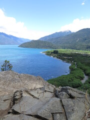 Fototapeta na wymiar the lake view Mirador del Lago in the Puelo National Park, Patagonia, Argentina, December