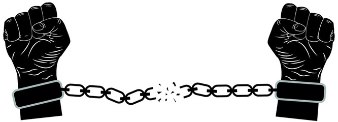 hand drawn vector illustration,  breaking the chains , fight the power, black lives matter , juneteenth