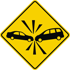 Accident risk area road warning Sign