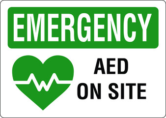 Emergency AED on site medical sign