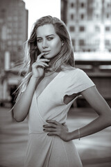 Fototapeta premium Closeup shot of wonderful model with perfect skin