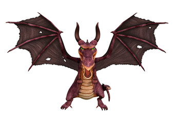 3D Rendering Fairy Tale Dragon on White