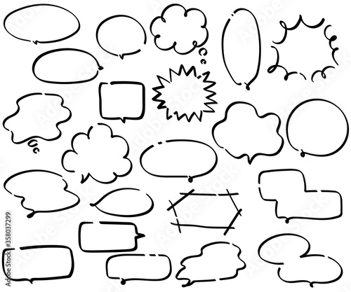 手書きの吹き出しのセット イラスト ふきだし Background Canvas Print Backgrou Yugoro