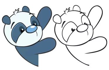 Gordijnen Vectorillustratie van een schattige Cartoon karakter Panda voor je ontwerp en computerspel. Kleurboek overzichtsset © liusa