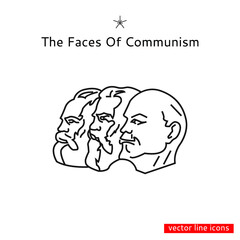 Profiles of Communist ideologists Karl  Marx, Friedrich Engels, Vladimir Lenin