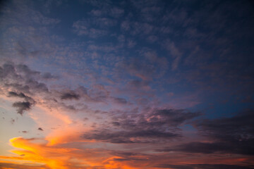Naklejka na ściany i meble Sunset sky clouds. Texture