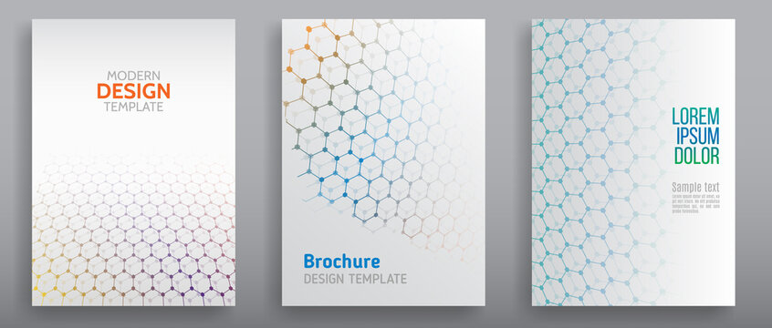 Аbstract futuristic background with hexagons and hi-tech elements. Vector technology templates for cover or brochure, flyer. Science, future concept.