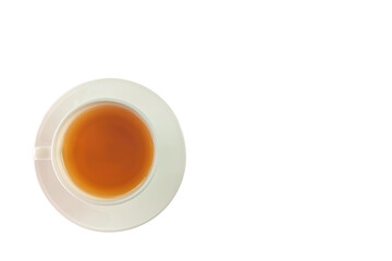 Angle view cup of tea isolated on white background
