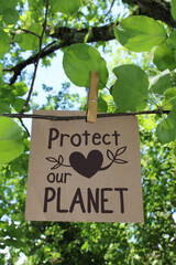 Protect our planet, message avec arrière-plan nature