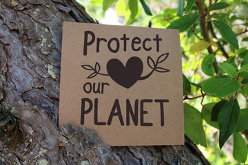 Protect our planet, message avec arrière-plan nature