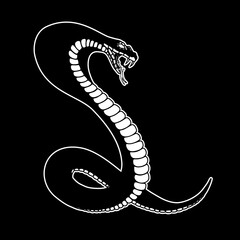 Illustration of poisonous snake in engraving style. Design element for logo, label, sign, poster, t shirt. Vector illustration