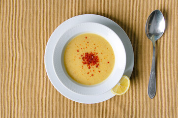 lentil soup on the kitchen table