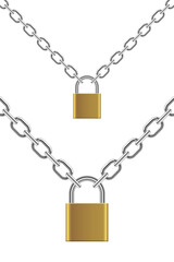 Padlock with chain vector design illustration isolated on white background
