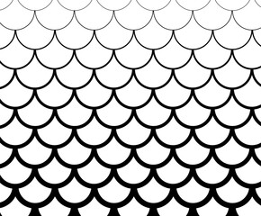 Mermaid scale. Black and white background. Vector stock illustration for poster or banner