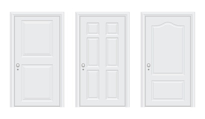 Realistic white door vector design illustration