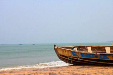 Wooden Fishing boat in a beach