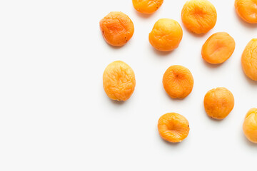 dried apricots on a white background, dried fruits