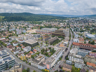 Obraz premium Aerial perspective view of Zurich city in Switzerland.