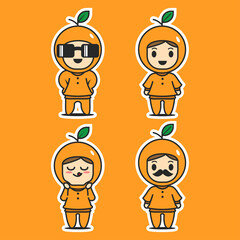 Cute character vector four orange