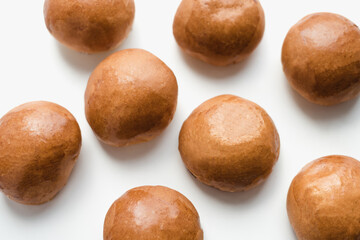 bakery products, buns on a white background, flour products, baking on a white background