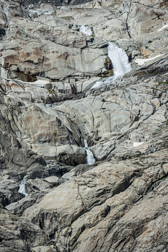Felslandschaft vor Rhonegletscher am Furkapass, Kt. Wallis, Schweiz