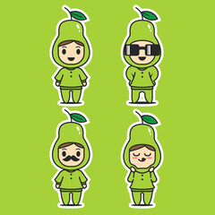 Cute character vector four pear