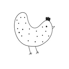Cute chicken. Black and white vector illustration.In cartoon style, line art. Elements for design cover food package, advertising banner, card.