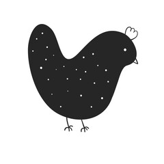 Cute chicken. Black and white vector illustration.In cartoon style, line art. Elements for design cover food package, advertising banner, card.