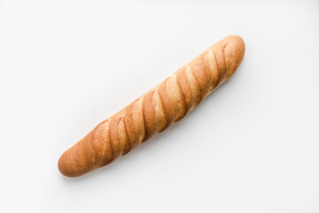 baguette on a white background, sliced ​​long loaf, sliced ​​long loaf on a white background, bakery products
