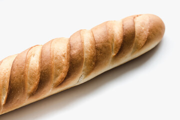 baguette on a white background, sliced ​​long loaf, sliced ​​long loaf on a white background, bakery products