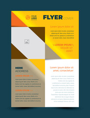 Flyer cover triangles theme design template. Cmyk color profile