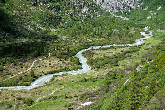 Rhone unterhalb des Rhonegletschers am Furkapass, Kt. Wallis, Schweiz