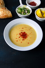lentil soup on a black background