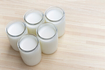 Greek yogurt in a glass jars 