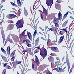 watercolor pattern purple leaves