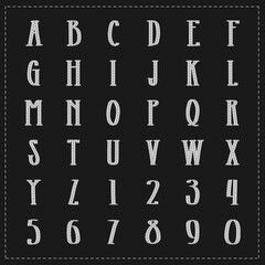 Vector modern set. Modern abstract font, alphabets and numbers. 