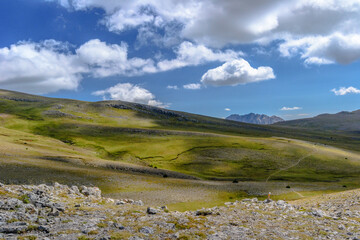 Hiking at the Gosolans Pass (in the Cadí Mountains, Natural Parc of Cadí-Moixero, Catalonia) Spain.