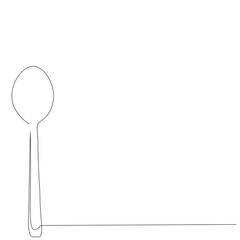 Spoon silhouette one line drawing, vector illustration