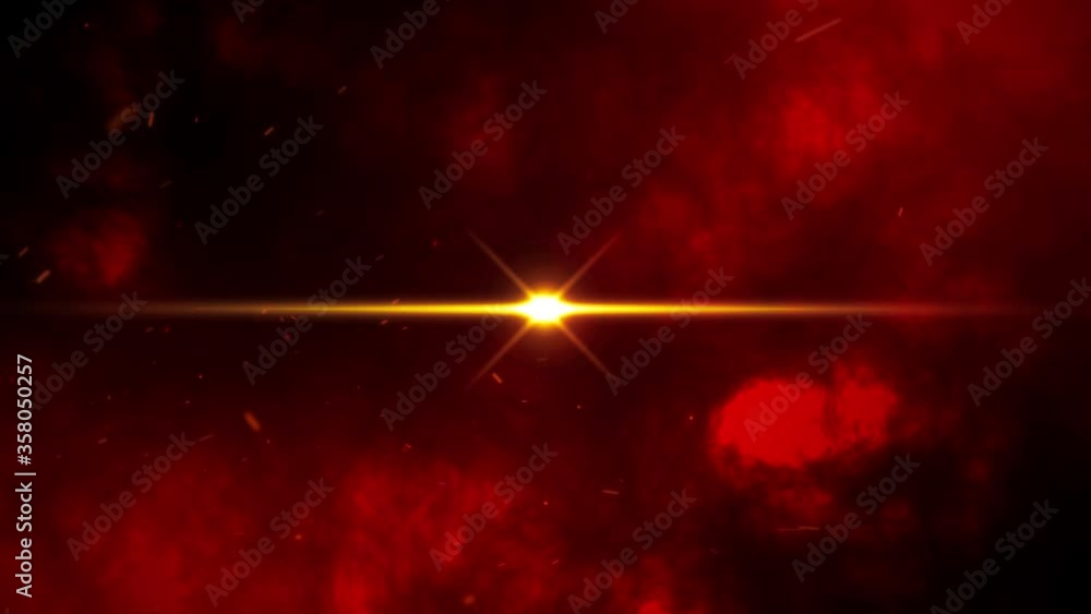 Aufkleber intro title with explosion of lens flares transition with streaks on abstract red dark flame smoke c
