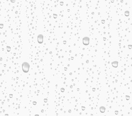 Water rain drops or steam shower texture isolated on white background. Vector pure droplets on window glass surface pattern