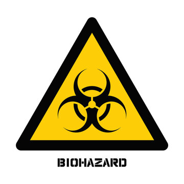 Biohazard symbol isolated in yellow triangle on white background. Danger Virus sign. Stock vector illustration.